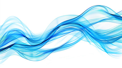 Fototapeta premium Neon blue gentle wave abstract, neatly isolated on white, high-definition quality.