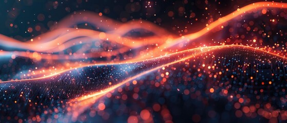 A glowing orange and blue wave of light particles