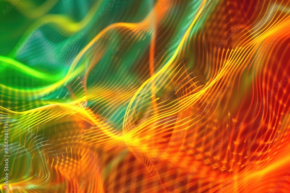 Poster colorful glowing and flowing lines of light. aig51a.