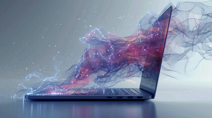 Laptop with dynamic waves.