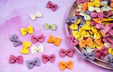 colorful pasta in form of bows