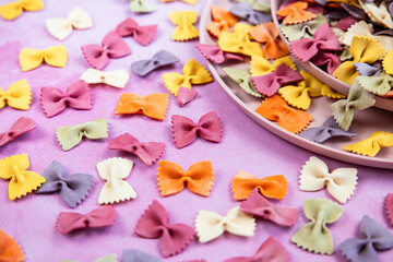 colorful pasta in form of bows