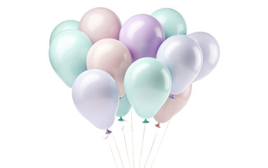 Pastel Balloons in Soft Hues Isolated On Transparent Background PNG.