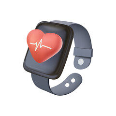 Smartwatch healthcare features concept 3D vector illustration. Smartwatch heart rate monitoring app, ECG tracking feature, blood pressure monitoring with wearable devices abstract metaphor