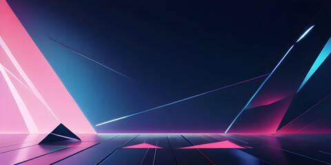 Abstract navy blue and pink  background with LED light shapes