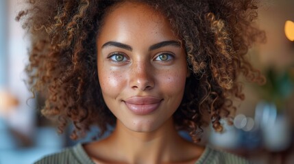 Fototapeta premium Close-Up of Woman With Curly Hair