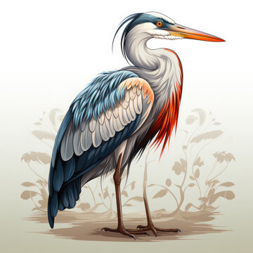 recommend clip art: Watercolor Heron vector, clipart Illustration, Generative Ai