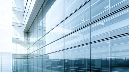 Abstract view of a modern corporate building's facade and sky