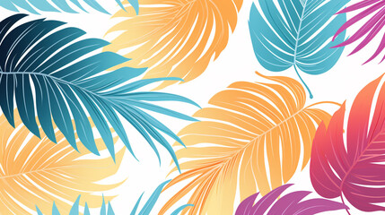 Fototapeta na wymiar Bright bold tropical eaves seamless pattern Hand