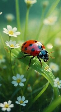 close-up sequence, green grass, surrounded by flowers, pinhole photography, virtual reality, fantasy world, dreamlike visuals