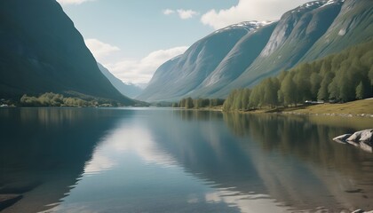 Naklejka premium Beautiful lake view create ai