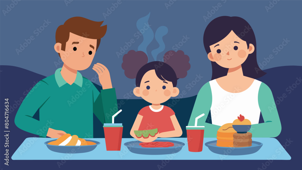 Poster a family out for dinner where the child with spd is unable to eat due to the overwhelming smells and