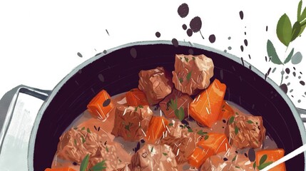   A clear image showing a close-up of a pan with carrots and additional food items on its sides