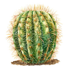 Golden barrel cactus (Echinocactus grusonii) ,illustration watercolor isolate