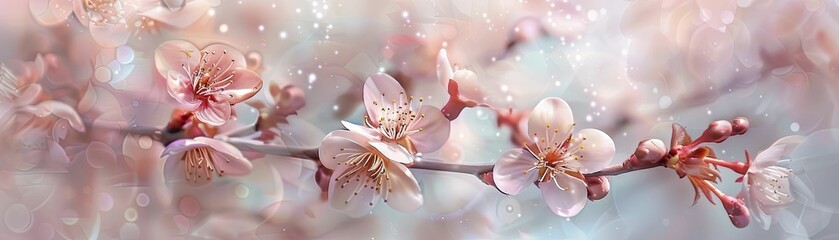 Spring Blossoms in Watercolor, soft focus on fresh blooms with a light, airy background.