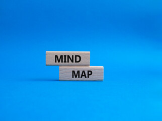 Mind Map symbol. Concept word Mind Map on wooden blocks. Beautiful blue background. Business and...