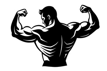 man biceps line art silhouette illustration