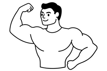 man biceps line art silhouette illustration