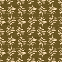 vintage style vector pattern of tree leaf stamps