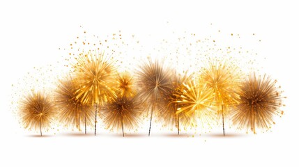 Obraz premium golden color fireworks isolated on white background