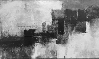 Minimalist grunge abstract painting with charcoal on canvas. Contemporary painting. Modern poster for wall decoration