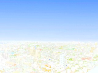 Fototapeta premium 東京の街並み。俯瞰風景。イラスト風の写真。シティポップ調。