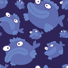 Cartoon sea animals seamless fish pattern for wrapping paper and fabrics