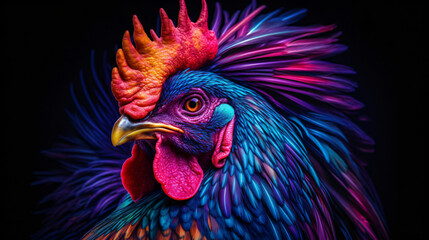 Fototapeta premium portrait of a vivid color rooster