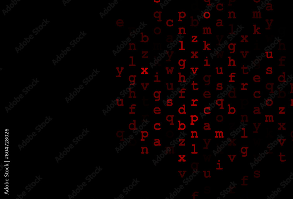 Poster dark red vector pattern with abc symbols.
