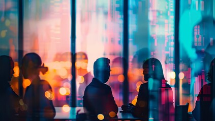 Corporate people working together in the conference room of their office, sharing idea and planning the business strategy of their company - Teamwork and brainstorming abstract concept