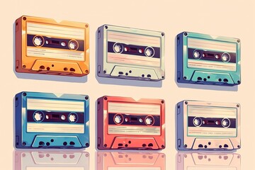 Obraz premium Vintage Audio Cassettes on Pink Background