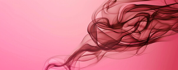 Soft brown smoke abstract background curls above a bright pink background.