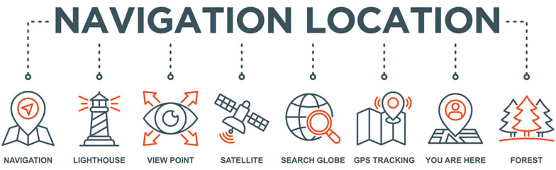Navigation location banner web icon vector illustration concept with icon
