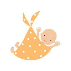 Cute baby in a diaper. Vector color illustration.