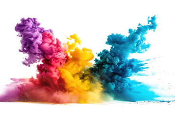 Vivid multicolored powder burst isolated for dynamic effect.
