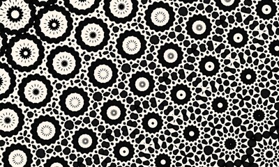 Metamorphosis pattern, black and white geometric design with changing structure