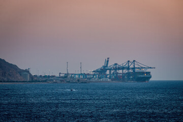 Ship and a dock at Aqaba Container Terminal, Jordan