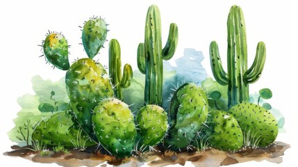 Saguaro cactuswatercolor painting.
