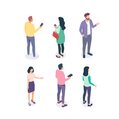 Fototapeta premium colorful vector illustration featuring six individuals engaged in various activities
