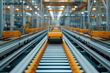 Monotonous Assembly line background. Future factory. Generate Ai