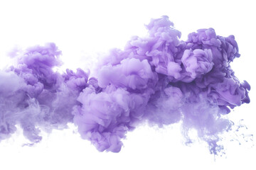 Fototapeta premium Vivid purple smoke cloud explosion on transparent background.
