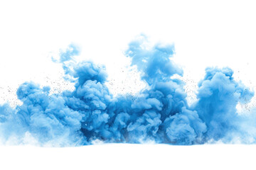 Vivid blue ink clouds dispersing on transparent background.