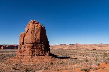 Courthouse Towers on a Sunny Blue sky day in Arches National Park
