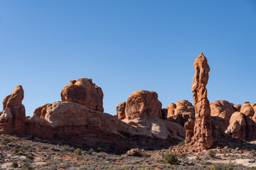 The Phallus Pillar stone structure of Arches National Park in Utah