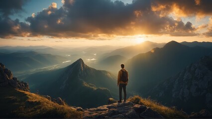 silhouette of a person in the mountains