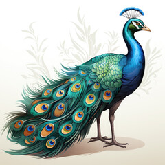 Obraz premium Watercolor Peacock vector, clipart Illustration, Generative Ai