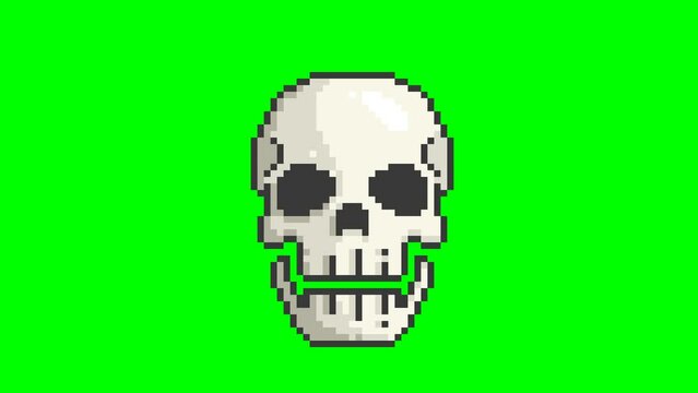 Skull smiling, pixel art animation