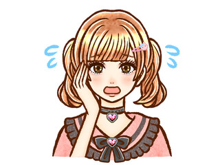 ツインテールの茶髪地雷系大人女性のイラスト素材