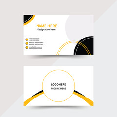 Modern and simple business card design with yellow and dark black color Business card design template, Clean professional business card template, visiting card, business card template.