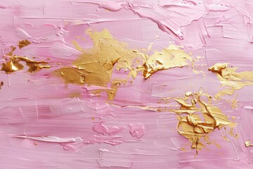 Vintage minimal delicate pink abstract painted background texture with shimmering metallic golden brush stroke - generative ai